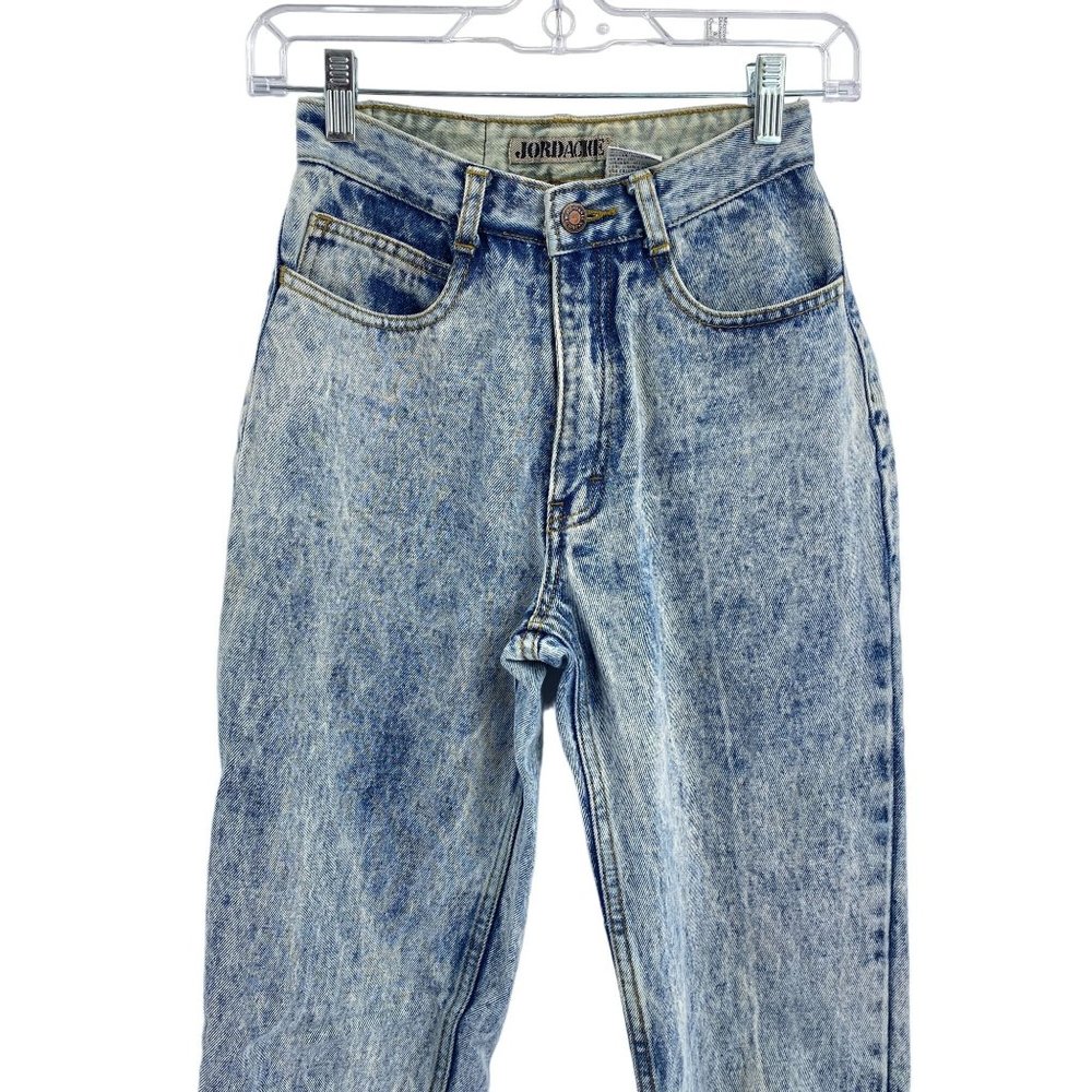 Vintage Jordache acid wash jeans size 7 0 24" tapered zipper ankle Y2K 90s - Picture 2 of 11